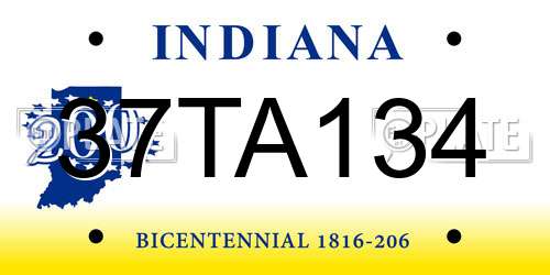 37TA134 Indiana License Plate
