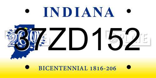 37ZD152 Indiana License Plate