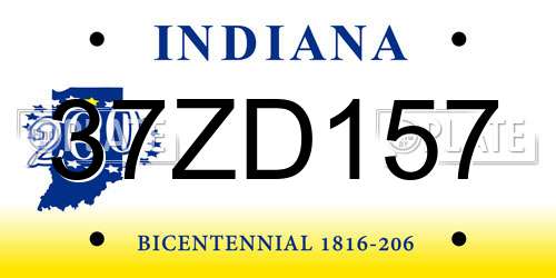 37ZD157 Indiana License Plate