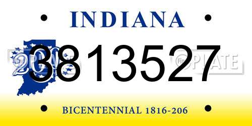 3813527 Indiana License Plate
