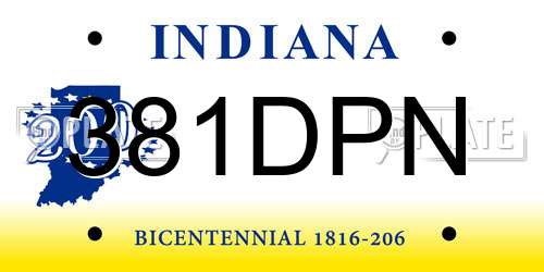 381DPN Indiana License Plate