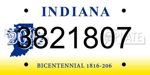 3821807 Indiana License Plate