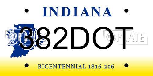 382DOT Indiana License Plate