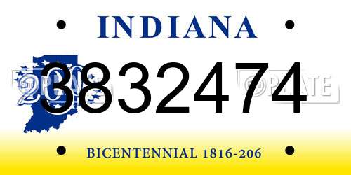 3832474 Indiana License Plate