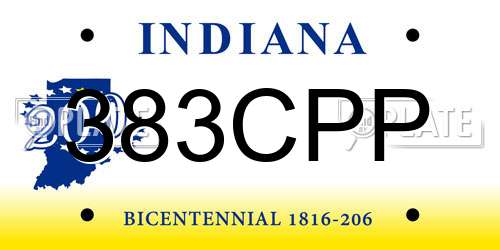 383CPP Indiana License Plate