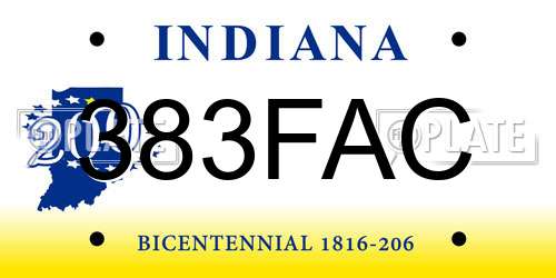 383FAC Indiana License Plate