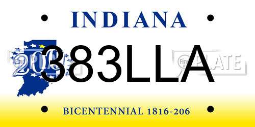 383LLA Indiana License Plate
