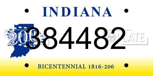 384482 Indiana License Plate