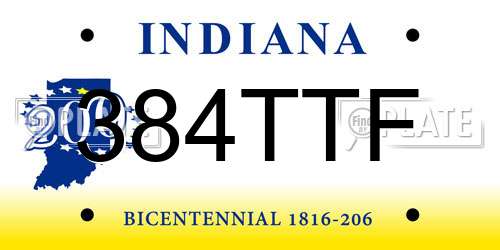 384TTF Indiana License Plate