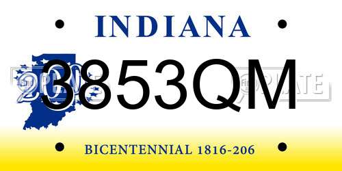 3853QM Indiana License Plate