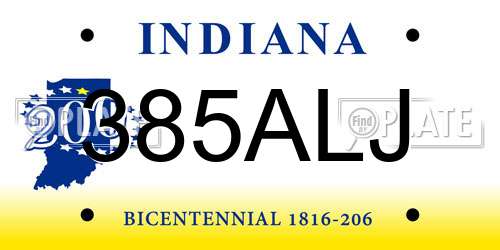 385ALJ Indiana License Plate