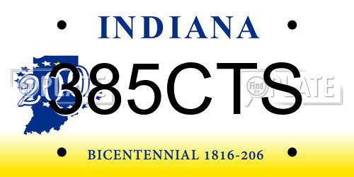 385CTS Indiana License Plate