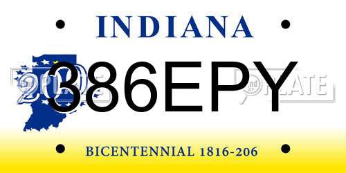 386EPY Indiana License Plate
