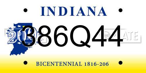 386Q44 Indiana License Plate