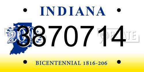 3870714 Indiana License Plate