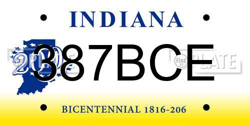 387BCE Indiana License Plate