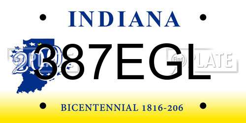 387EGL Indiana License Plate