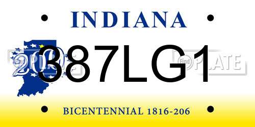 387LG1 Indiana License Plate
