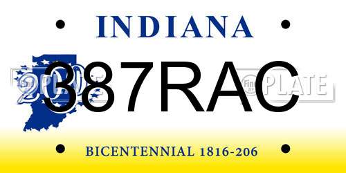 387RAC Indiana License Plate