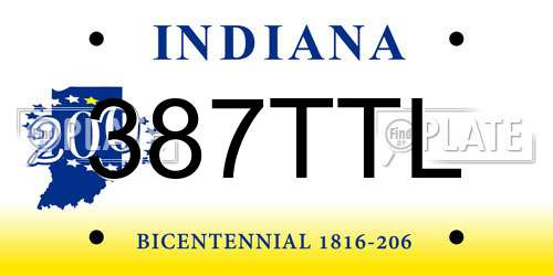 387TTL Indiana License Plate