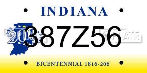 387Z56 Indiana License Plate