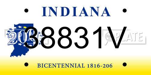 38831V Indiana License Plate