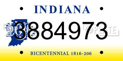 3884973 Indiana License Plate