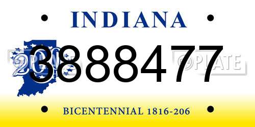 3888477 Indiana License Plate