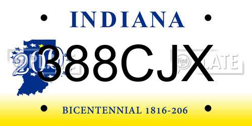 388CJX Indiana License Plate