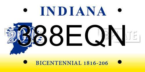 388EQN Indiana License Plate