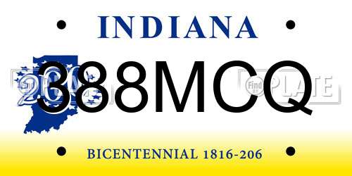 388MCQ Indiana License Plate