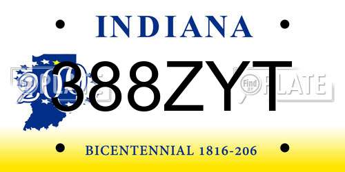 388ZYT Indiana License Plate