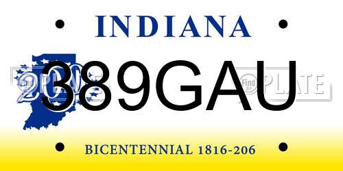 389GAU Indiana License Plate