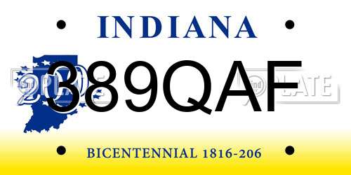389QAF Indiana License Plate