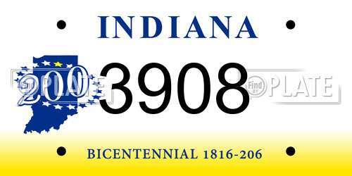 3908 Indiana License Plate