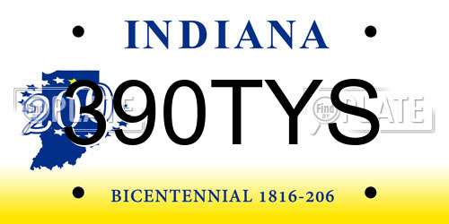 390TYS Indiana License Plate