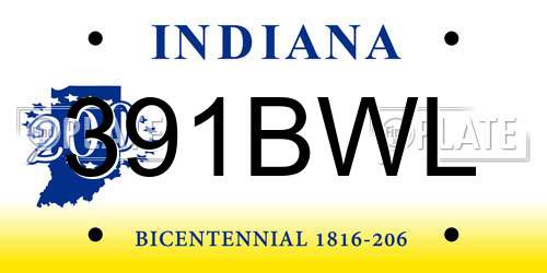 391BWL Indiana License Plate