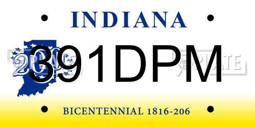 391DPM Indiana License Plate