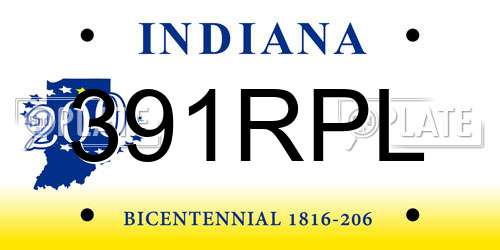 391RPL Indiana License Plate