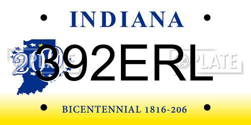 392ERL Indiana License Plate