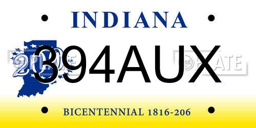 394AUX Indiana License Plate