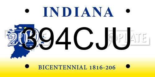 394CJU Indiana License Plate