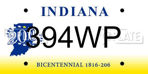 394WP Indiana License Plate