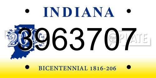3963707 Indiana License Plate
