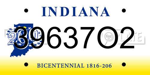 39637O2 Indiana License Plate