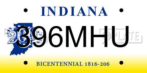 396MHU Indiana License Plate