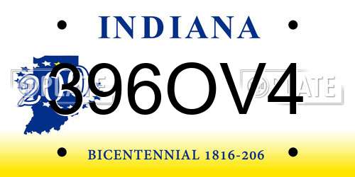 396OV4 Indiana License Plate