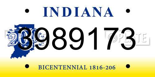 3989173 Indiana License Plate