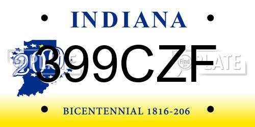 399CZF Indiana License Plate
