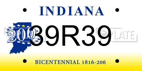 39R39 Indiana License Plate